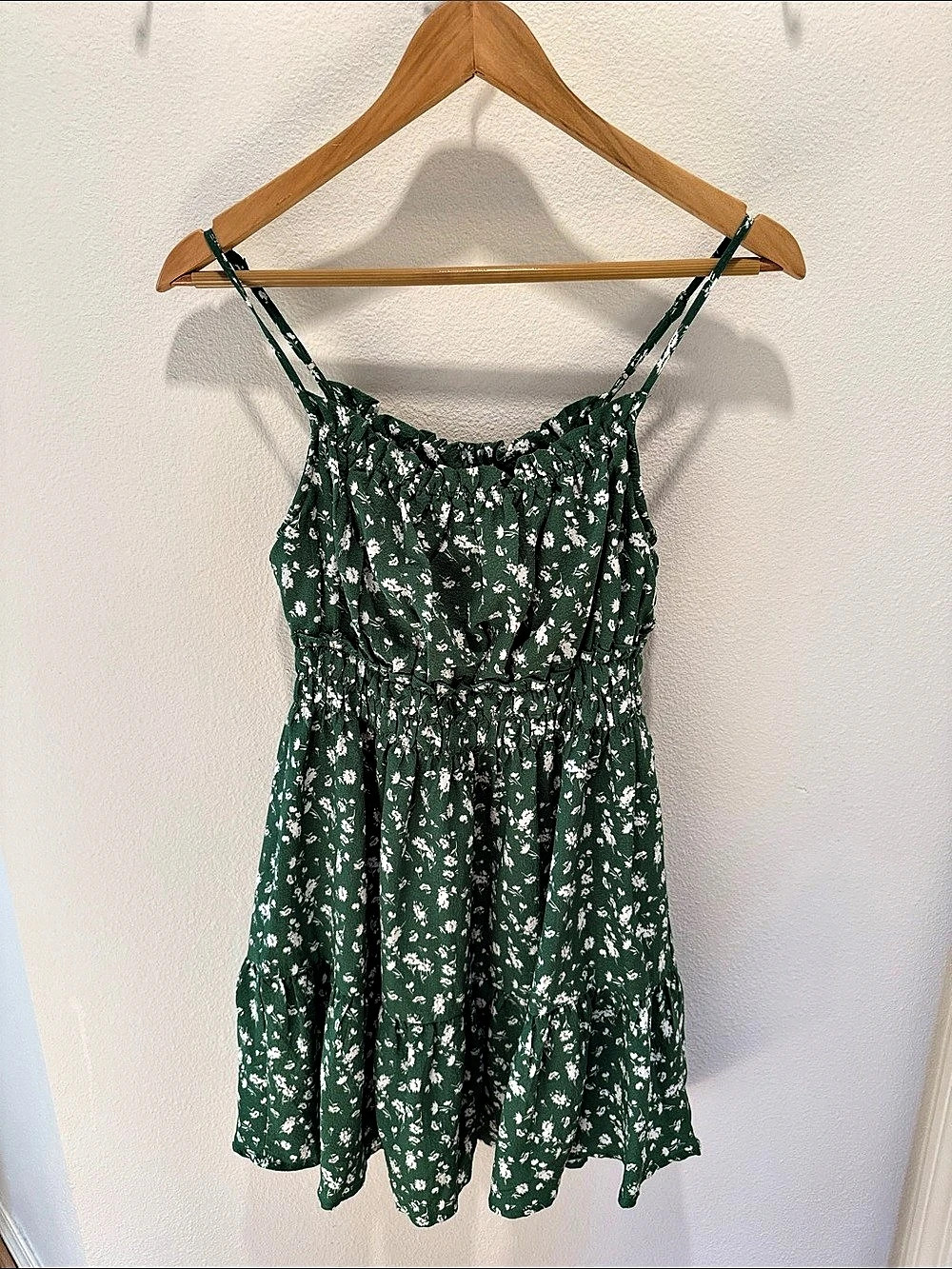 Lulus Tender Thoughts Green Floral Ruffled Tiered Mini Dress, XS
